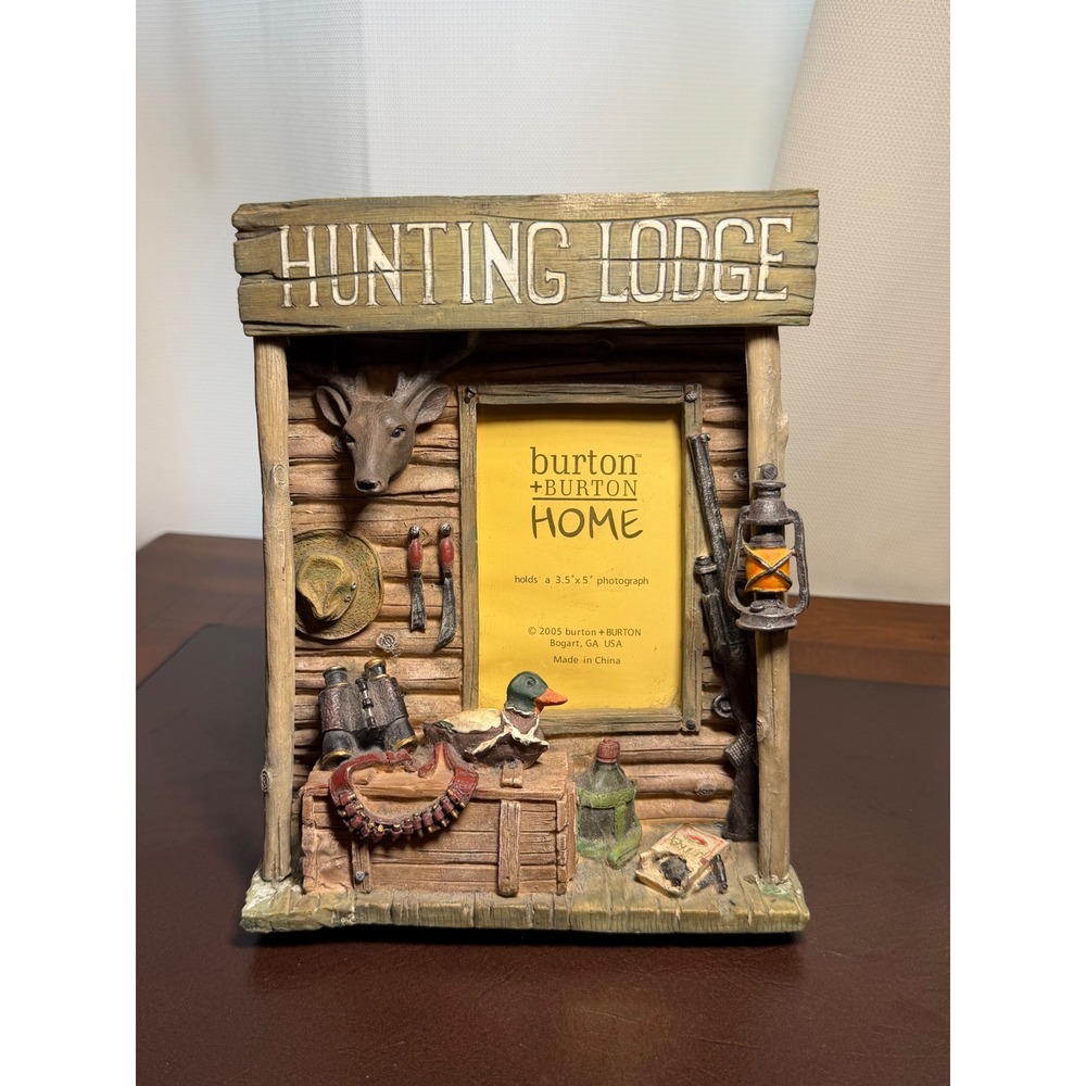 Burton + Burton Home Hunting Lodge Light Up Picture Frame 3.5x5 Rustic Cabin
